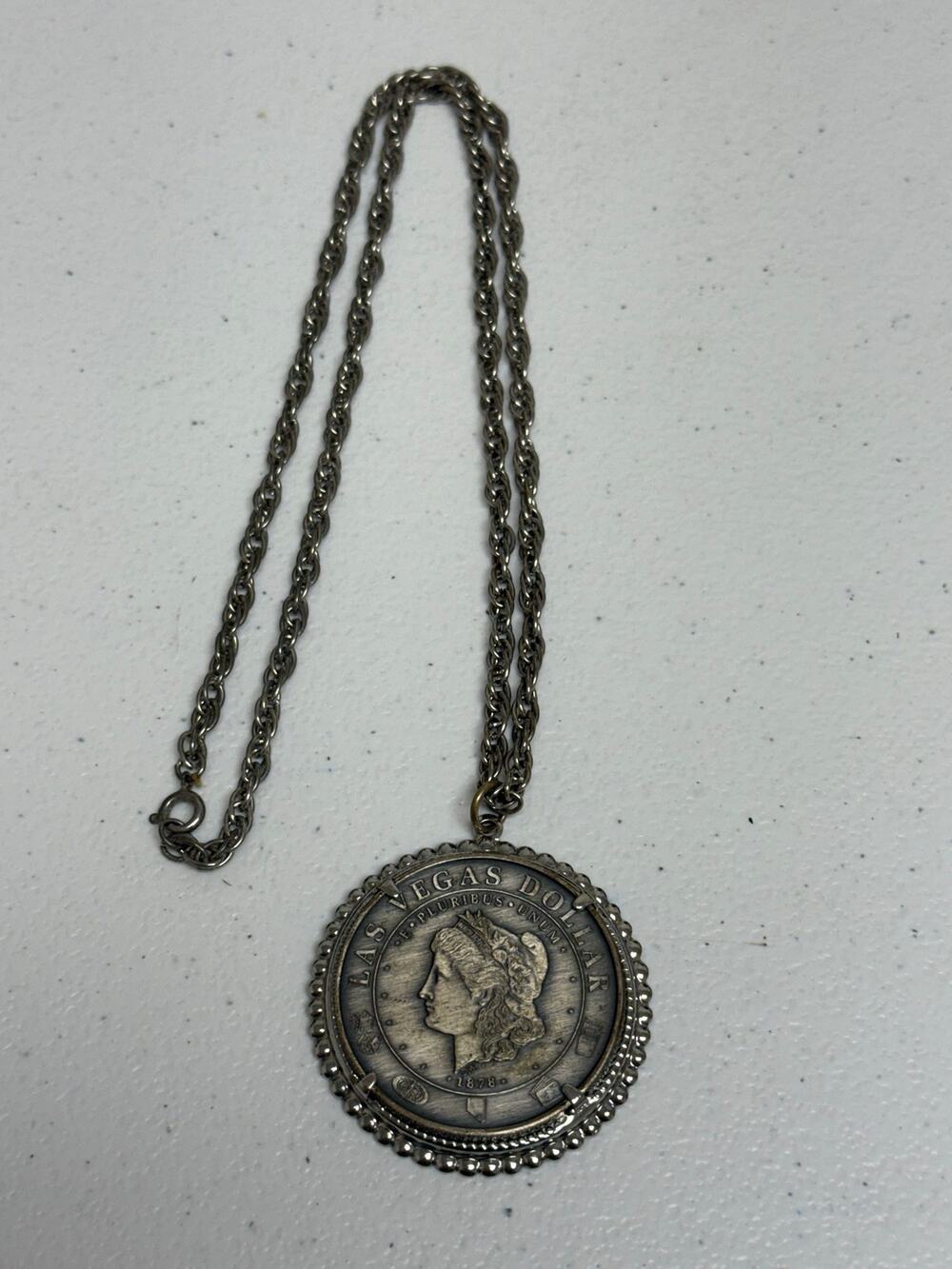 Vintage "1878" Las Vegas, Nevada Morgan Dollar Design Circus Clown Necklace